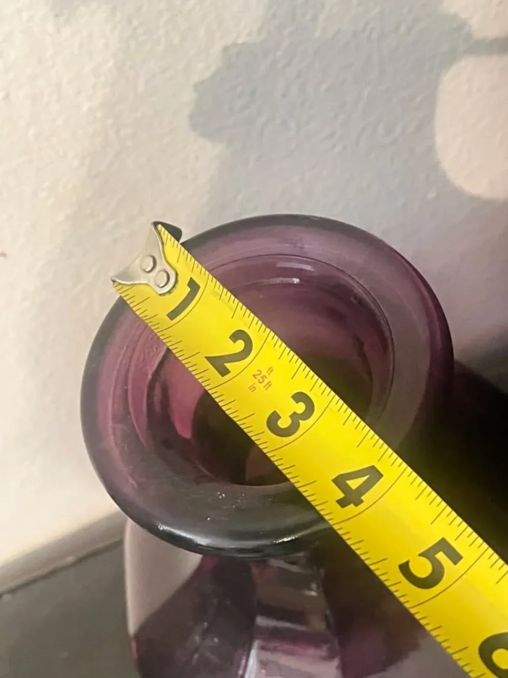 Vintage Purple Art Glass Vase with Fluted Rim